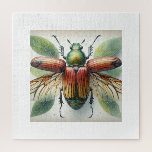 Dorsal View of Amarygmus Beetle IREF657 _ Watercol Jigsaw Puzzle