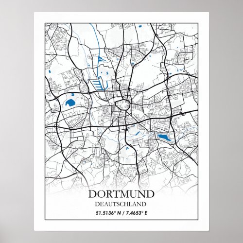 Dortmund Deutschland City Map Travel Simple Poster