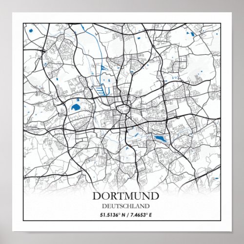 Dortmund Deutschland City Map Travel Simple Poster