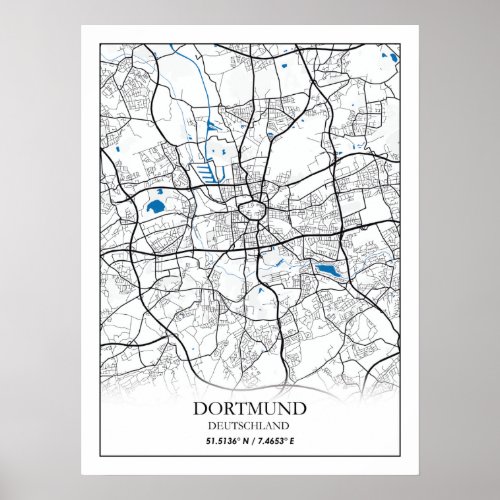 Dortmund Deutschland City Map Travel Simple Poster