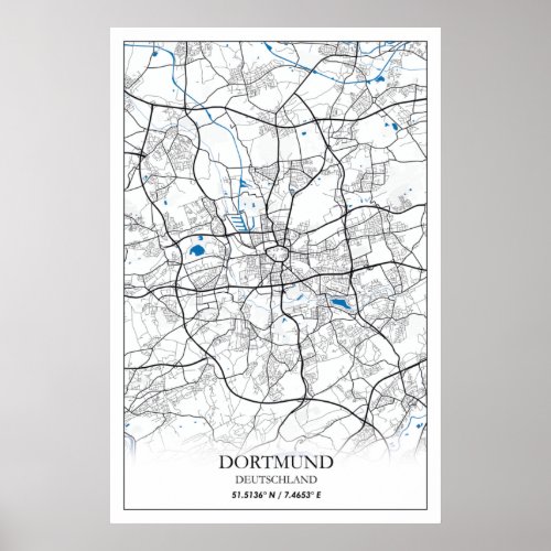 Dortmund Deutschland City Map Travel Simple Poster