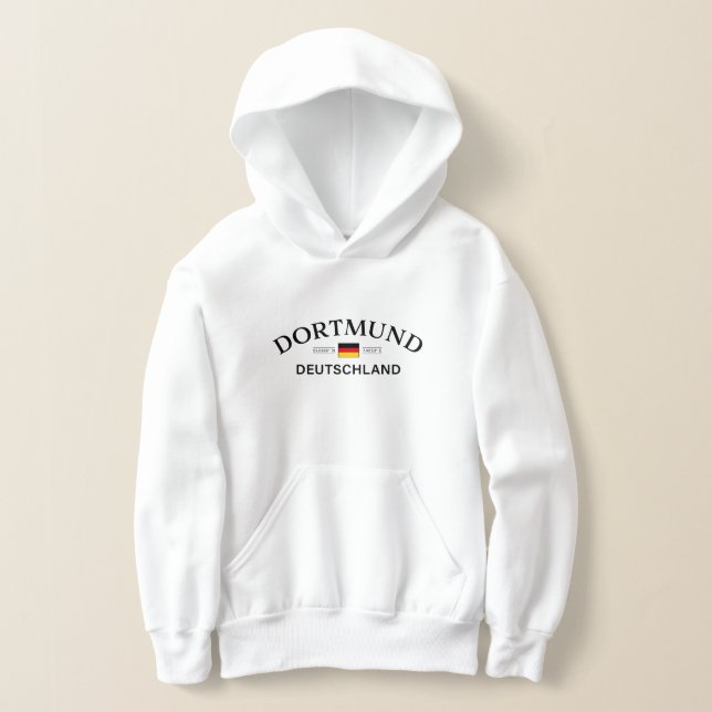Dortmund Deutschland Coordinates German Kids Hoodie (Laydown)