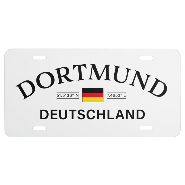 Dortmund Deutschland Coordinates German License Plate (Front)