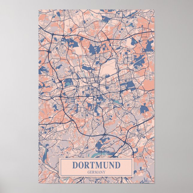 Dortmund Germany Breezy City Map Travel Poster (Front)