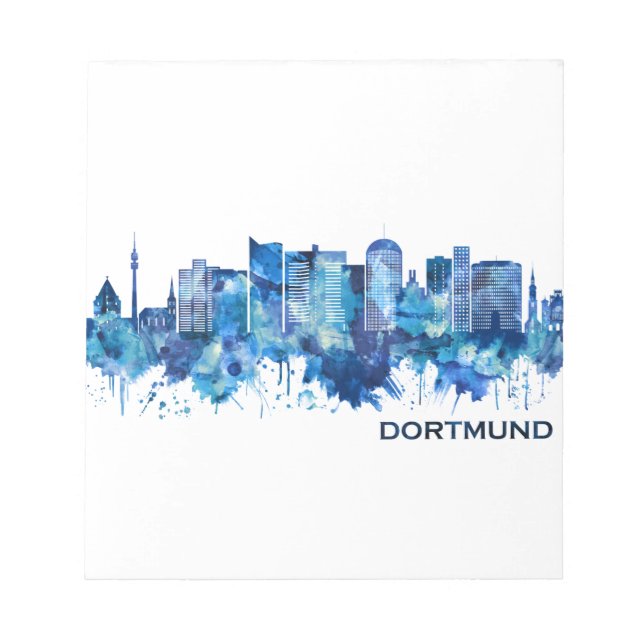 Dortmund Germany Skyline Blue Notepad (Front)
