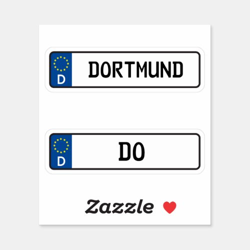 Dortmund kennzeichen German Car License Plate Sticker