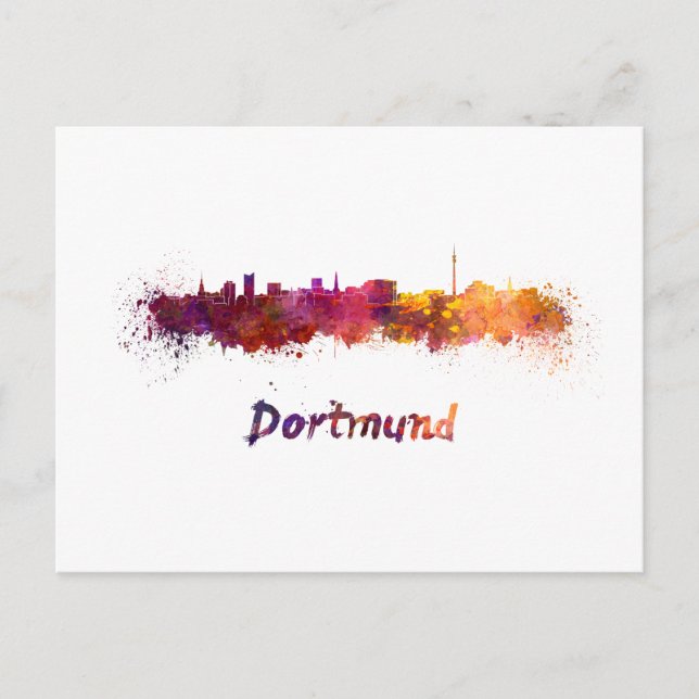 Dortmund skyline in watercolor postcard (Front)