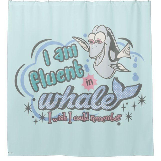 Dory | I am Fluent in Whale Comic Shower Curtain (Front)