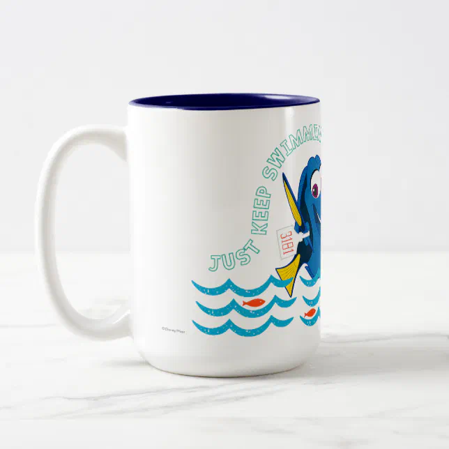 Dory | Just Keep Swimming Two-Tone Coffee Mug | Zazzle