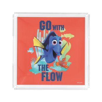 Dory & Nemo | Go With The Flow Watercolor Graphic Acrylic Tray by FindingDory at Zazzle