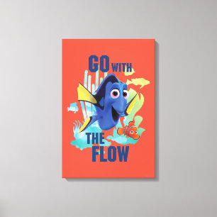 Dory & Nemo   Go with the Flow Watercolor Graphic Canvas Print