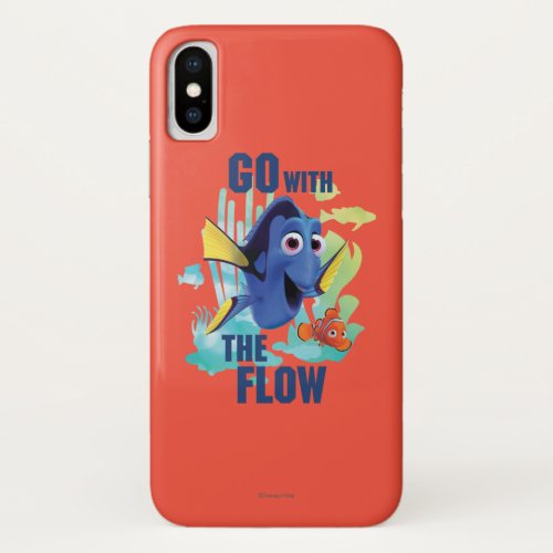 Dory  Nemo  Go with the Flow Watercolor Graphic iPhone X Case
