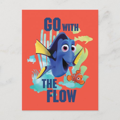 Dory  Nemo  Go with the Flow Watercolor Graphic Postcard