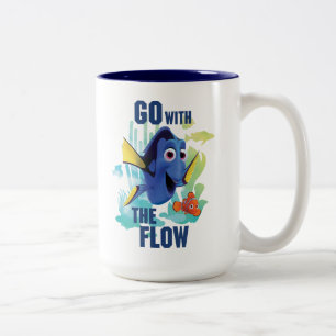 Dory & Nemo   Go with the Flow Watercolor Graphic Two-Tone Coffee Mug