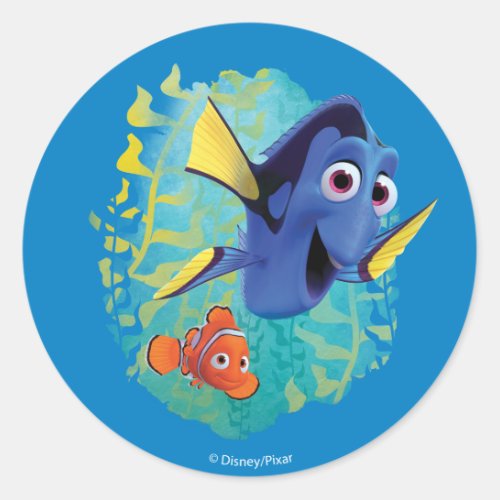 Dory  Nemo  Swim With Friends Classic Round Sticker