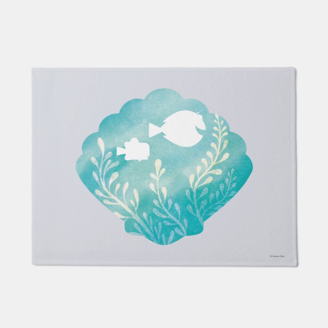 Dory & Nemo | Watercolor Shell Graphic Doormat (Front)