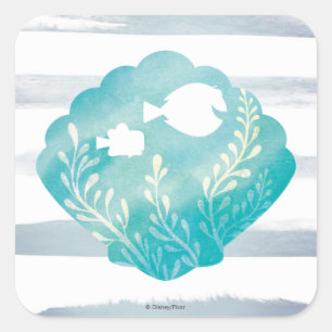 Dory & Nemo   Watercolor Shell Graphic Square Sticker