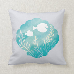 Dory & Nemo   Watercolor Shell Graphic Throw Pillow