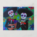 Dos Amigos Dia de los Muertos Mariachi Postcard