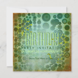Dos Dots GRN   Grunge Bubble House Party Birthday Invitation