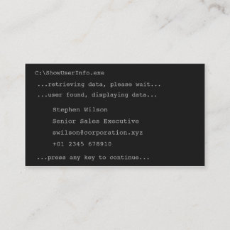 DOS Style Novelty Business Card