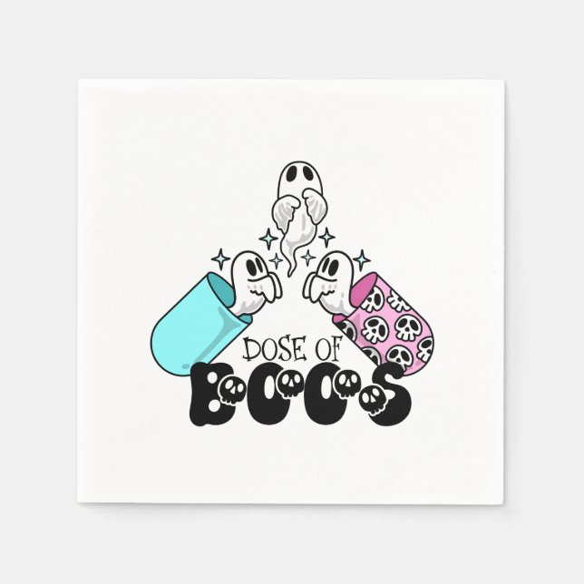 Dose of Boos Funny Ghost Medical Halloween Napkins (Front)