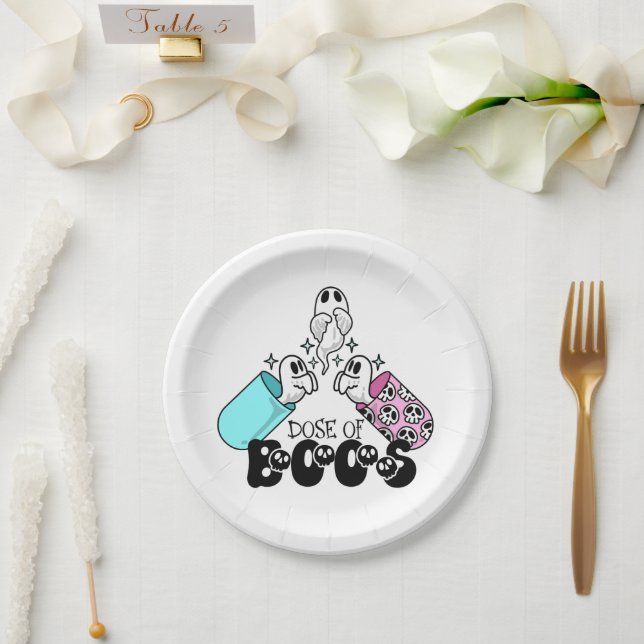Dose of Boos Medical Ghost Halloween Paper Plates (Wedding)