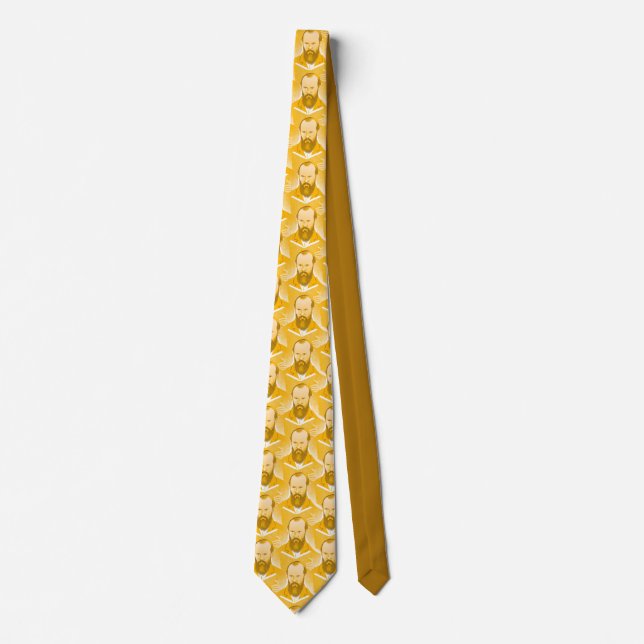  Dostoevsky portrait yellow design Neck Tie (Front)