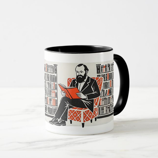 Dostoevsky walking in Saint Petersburg Design Mug (Front Right)
