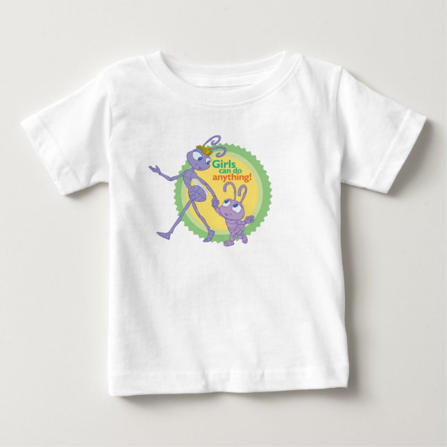 Dot and Princess Atta "Girls can do anything!" Baby T-Shirt (Front)