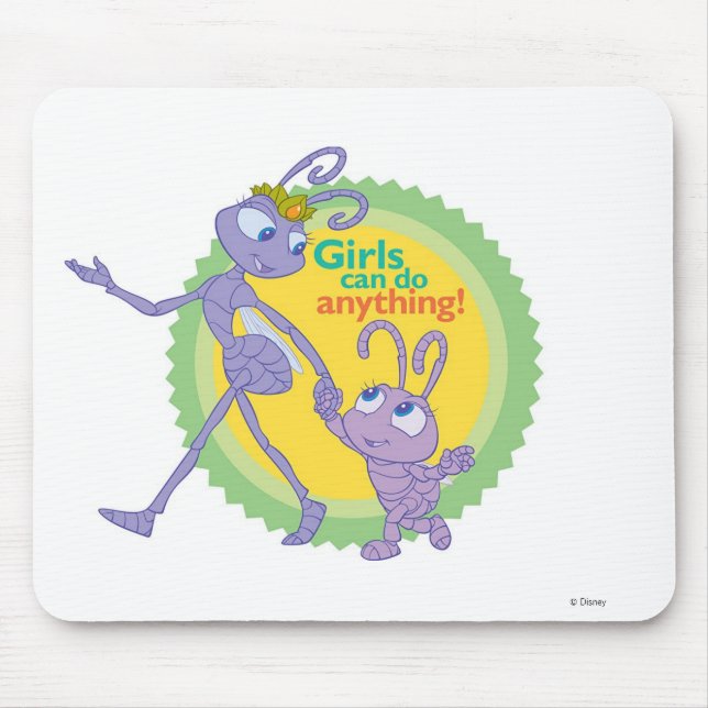 Dot and Princess Atta "Girls can do anything!" Mouse Pad (Front)