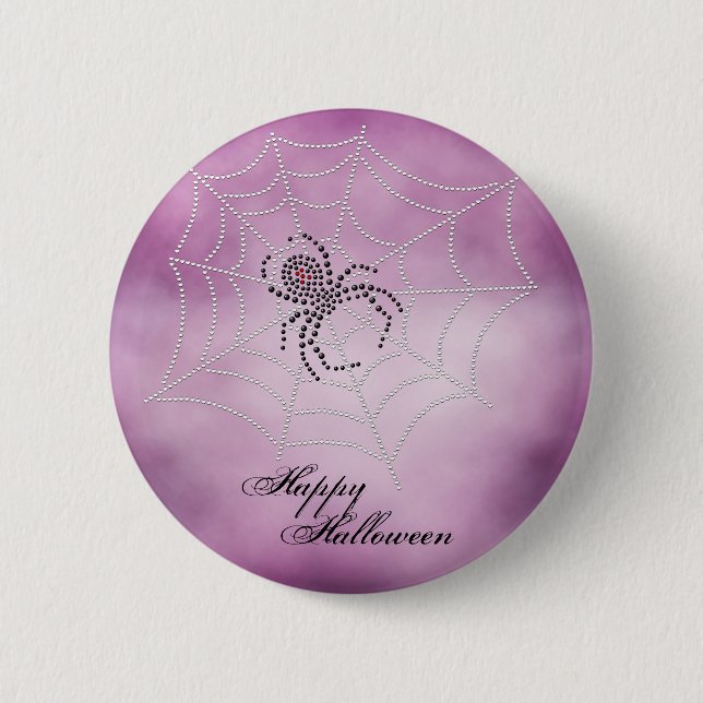 Dot Art Black Widow Spider in Web Pinback Button (Front)
