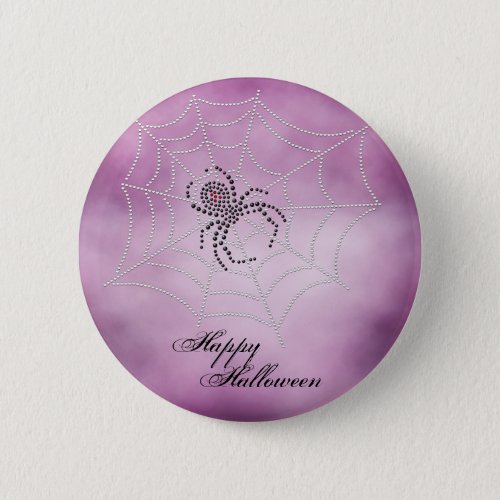 Dot Art Black Widow Spider in Web Pinback Button