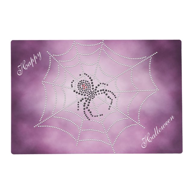 Dot Art Black Widow Spider in Web Placemat (Front)