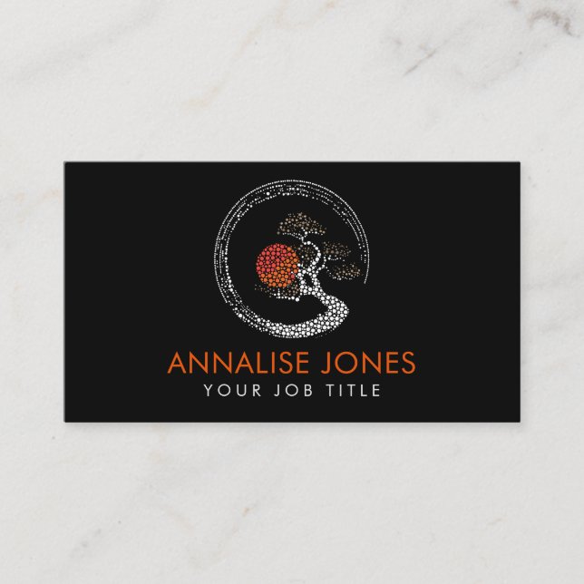 Dot Art Enso Circle and Bonsai Tree Business Card (Front)