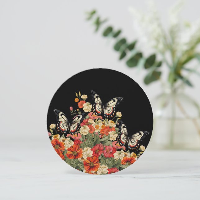 Dot Art Mandala Insert Floral Butterfly Note Card (Standing Front)