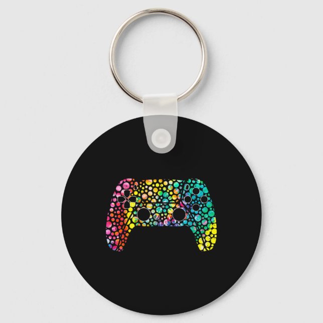 Dot Day Gamers Boy Game Controller Colourful Polka Keychain (Front)