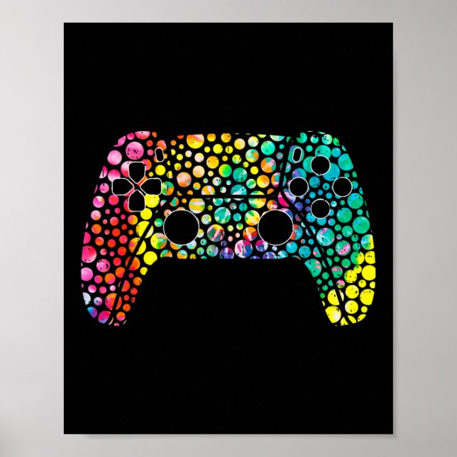 Dot Day Gamers Boy Game Controller Colourful Polka Poster (Front)