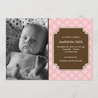 Dot Delight Baby Girl Birth Announcement