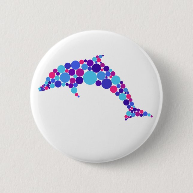 Dot Dolphin Colorfull Abstract Sea Animal Button (Front)