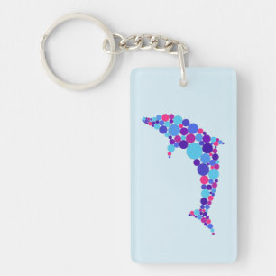 Dot Dolphin Colorfull Abstract Sea Animal Keychain