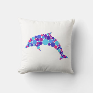 Dot Dolphin Colorfull Abstract Sea Animal Throw Pillow