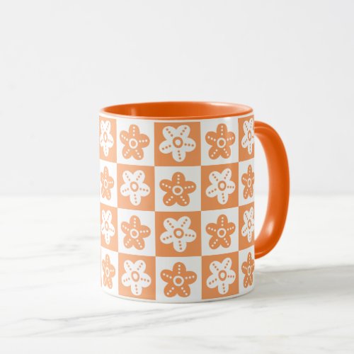Dot Flower Orange White Mug