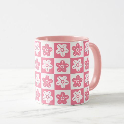 Dot Flower Pink White Mug