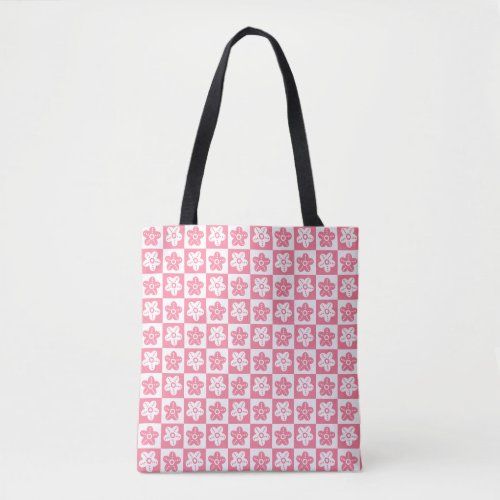 Dot Flower Pink White Tote Bag