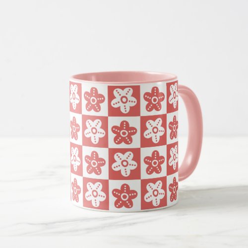 Dot Flower Red White Mug