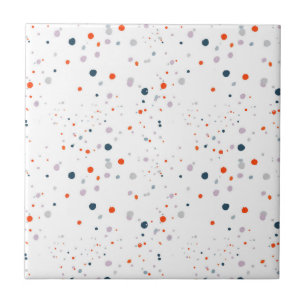 Dot Fusion" Small Big Multicolor Polka Dot White Ceramic Tile