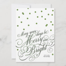 Dot Green Script Holiday Card