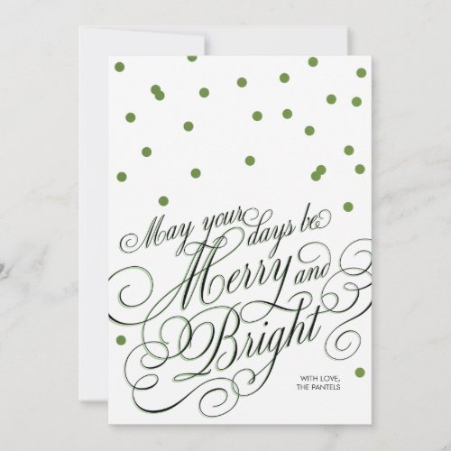Dot Green Script Holiday Card