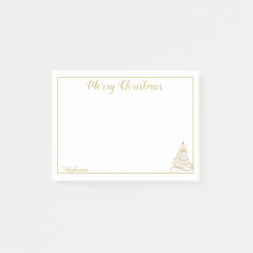 Dot Grid  Golden Filigree Christmas Tree Elegant  Post_it Notes